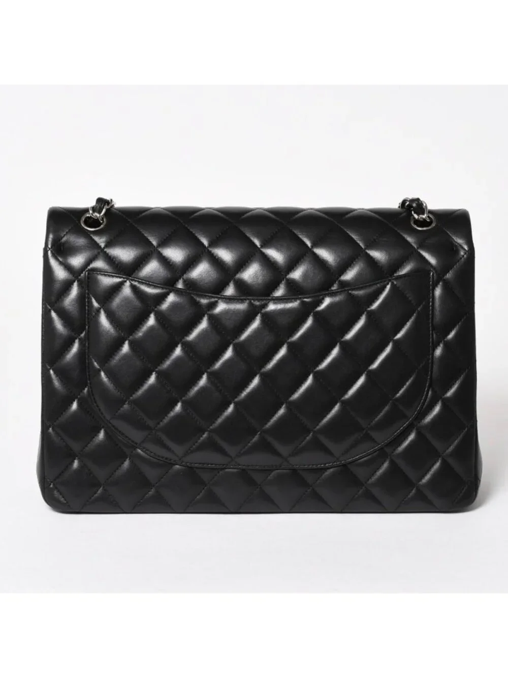 Chanel Maxi Quilted 33 Double Flap Chain Shoulder Bag CC Logo Lambskin Black